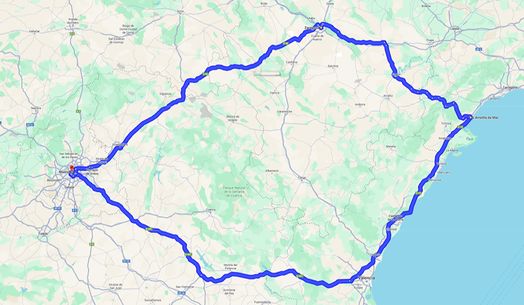 Our route for Spain 2024 trip.